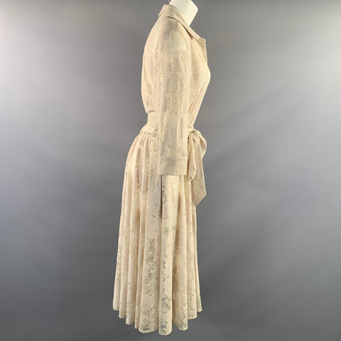 L'AGENCE Size S White Nylon  Cotton Lace Button Up Long Dress