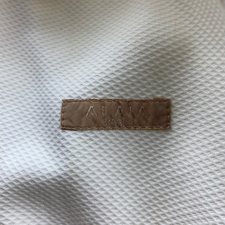 ALAIA Size S Cream Cotton Asymmetrical Fit & Flare One Shoulder Dress