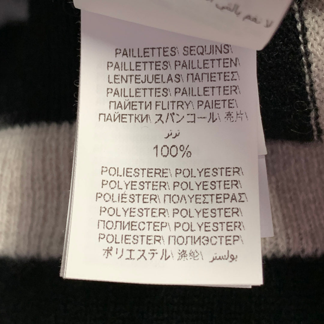 BRUNELLO CUCINELLI Size L Black White Cashmere Stripe Monili Beaded Sequined Cardigan