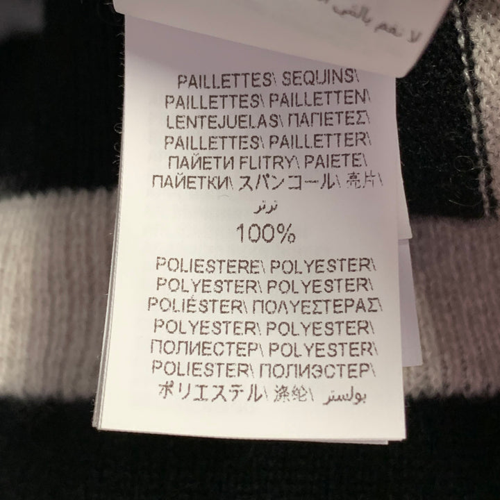 BRUNELLO CUCINELLI Size L Black White Cashmere Stripe Monili Beaded Sequined Cardigan