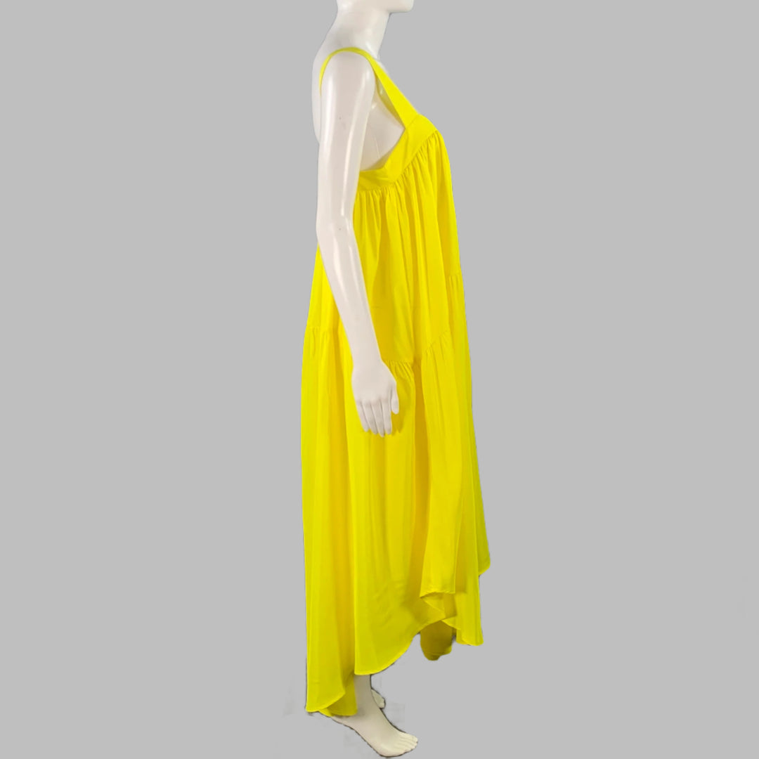 ANAAK Size S Yellow Silk Ruffled A-Line Dress