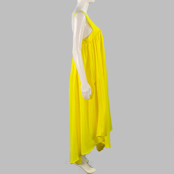 ANAAK Size S Yellow Silk Ruffled A-Line Dress