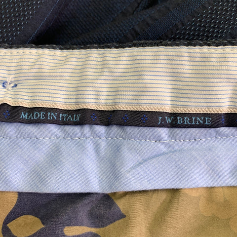 J.W. BRINE Size 34 Navy Blue Stripe Flat Front Casual Pants