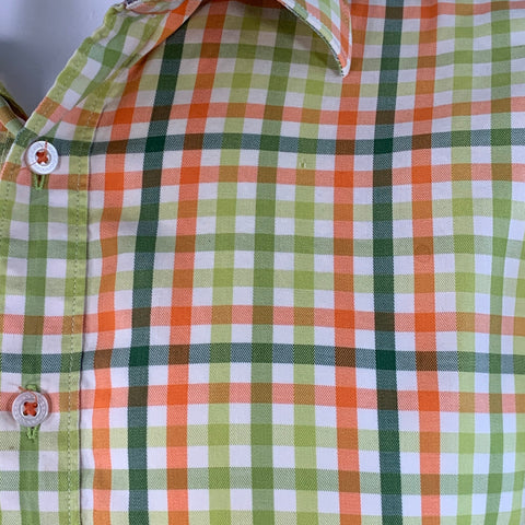 ROBERT GRAHAM Size XL Green Orange Checkered Cotton Long Sleeve Shirt