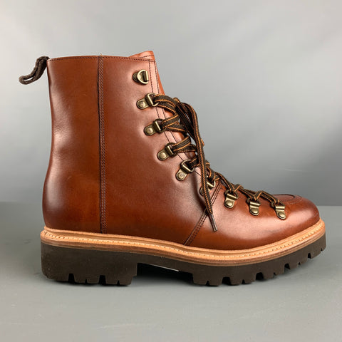 GRENSON Size 7 Brown Leather Lace Up Boots