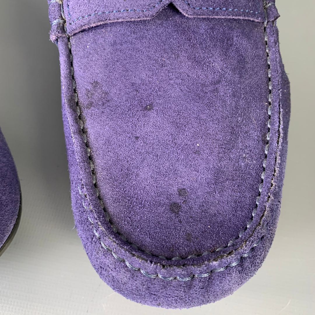 VERSACE Size 8 -Bluette Oro- Purple Textured Suede Drivers  display picture 1