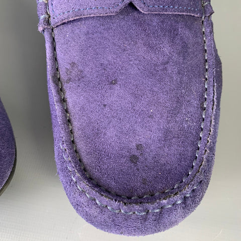 VERSACE Size 8 -Bluette Oro- Purple Textured Suede Drivers Loafers
