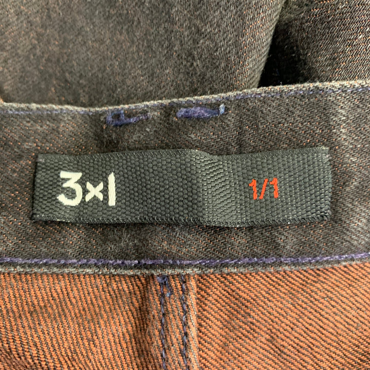 3 X 1 Size 34 Black Orange Heather Cotton Straight Selvedge Jeans