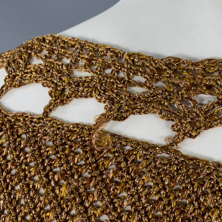 DIANE VON FURSTENBERG Size M Gold Acetate Blend Crochet Dress