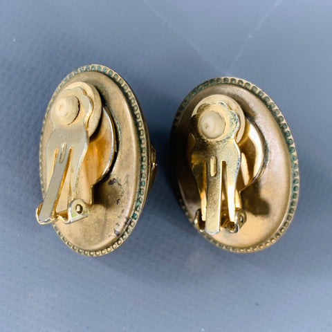 VINTAGE Gold Orange Metal Clip-On Earrings