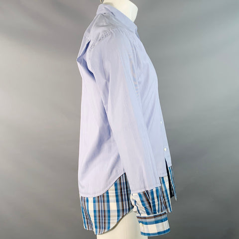 COMME des GARCONS SHIRT Size S Blue Brown Stripe Plaid Long Sleeve Shirt