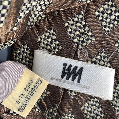 ISSEY MIYAKE Brown White Plaid Silk Tie