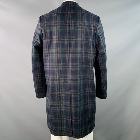 PS by PAUL SMITH Size XXL Charcoal Black Green Wool Blend Plaid Coat