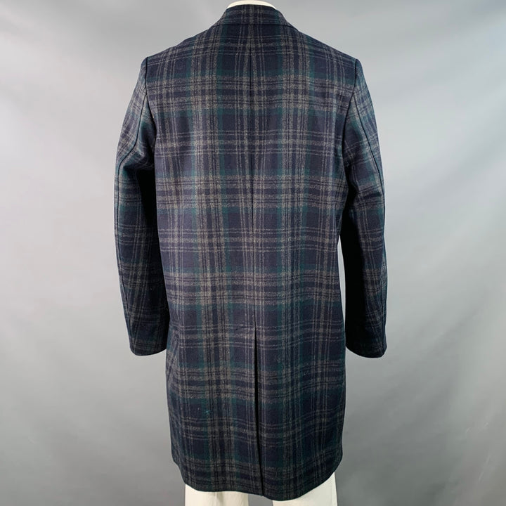 PS by PAUL SMITH Size XXL Charcoal Black Green Wool Blend Plaid Coat