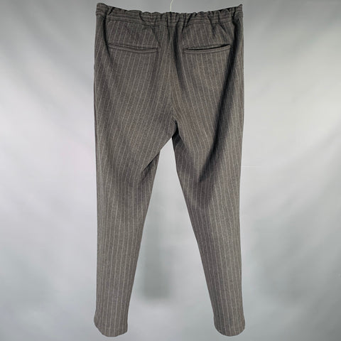 FITH Size S Grey White Pinstripe Polyester Blend Elastic Waistband Dress Pants