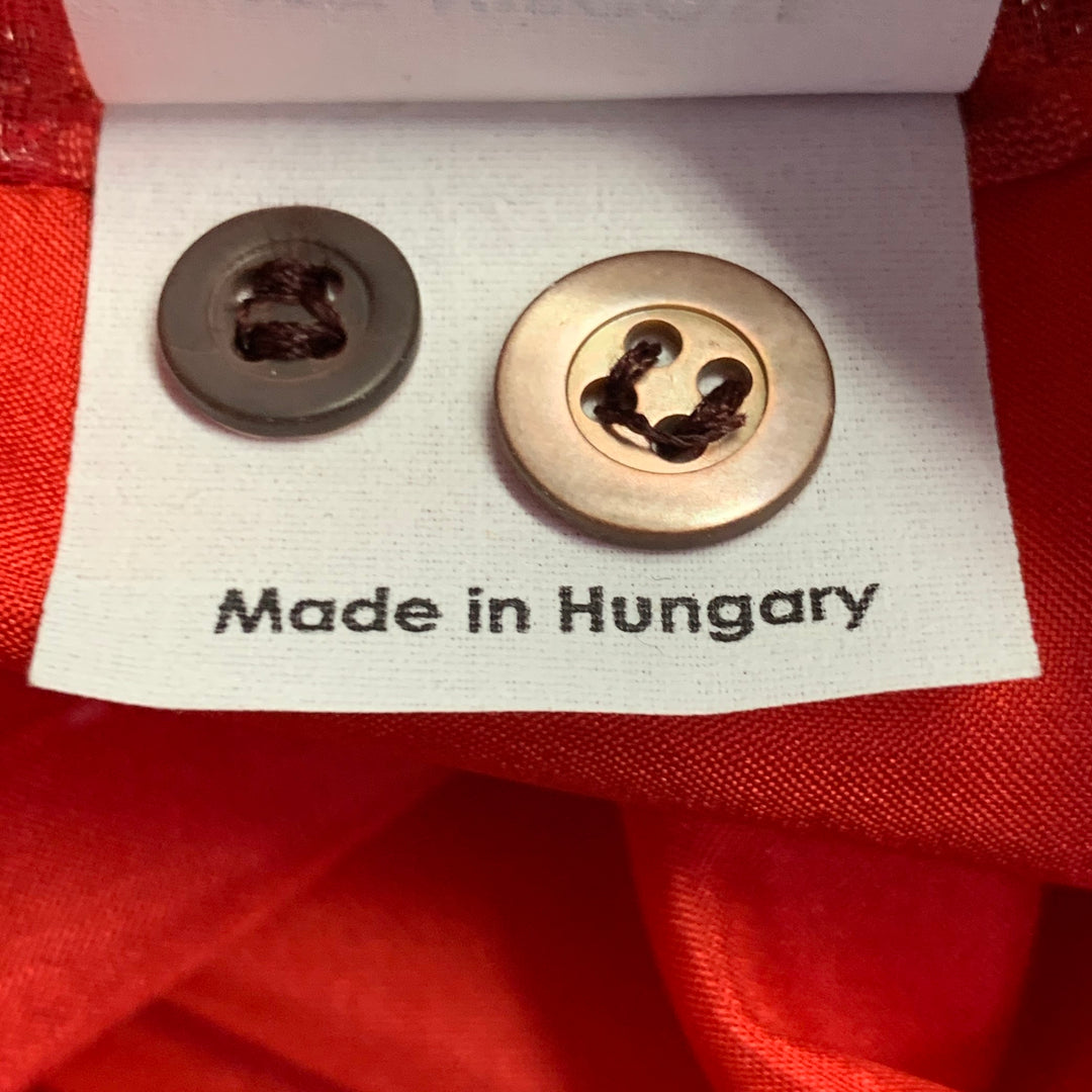 DRIES VAN NOTEN Size 38 Red Floral Viscose Silk Blend Sheer Long Sleeve Shirt