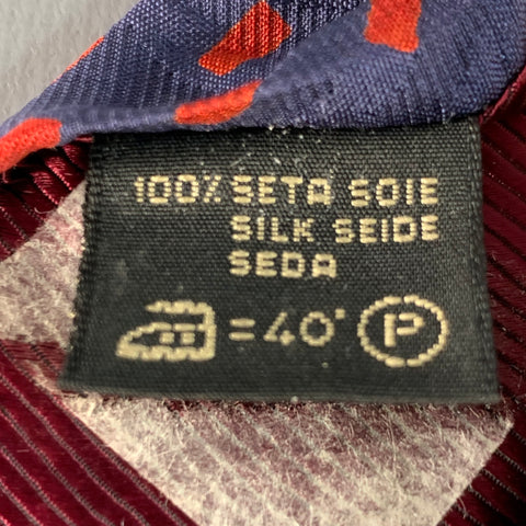 ERMENEGILDO ZEGNA Navy Red Rectangles Silk Tie