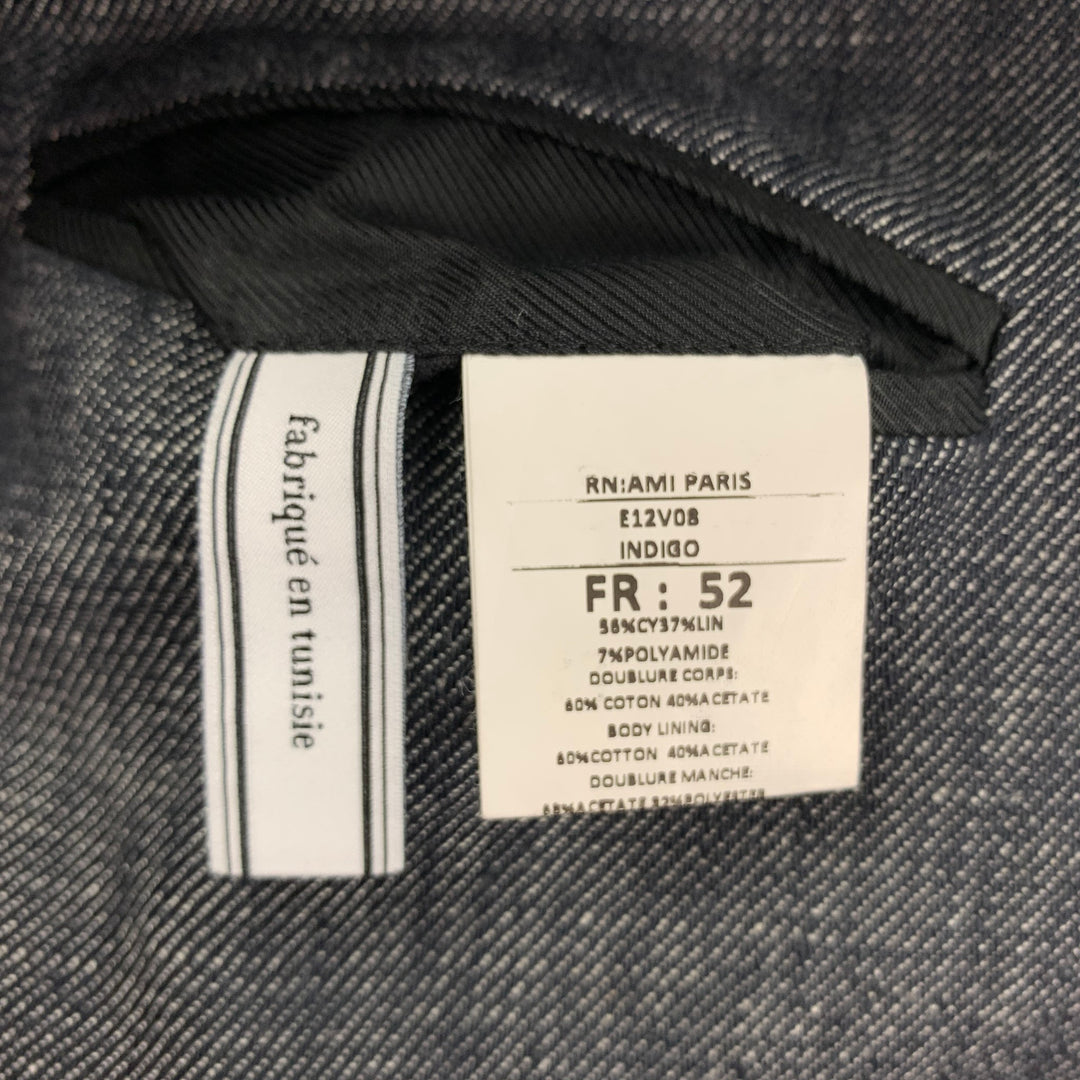 AMI Taille 42 Manteau de sport en mélange de polyamide sergé blanc indigo