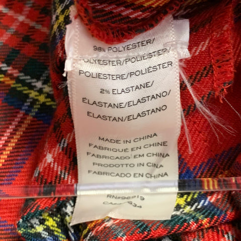 MARC JACOBS Size XS Red Multi Color Polyester Blend Plaid Pleated Dress