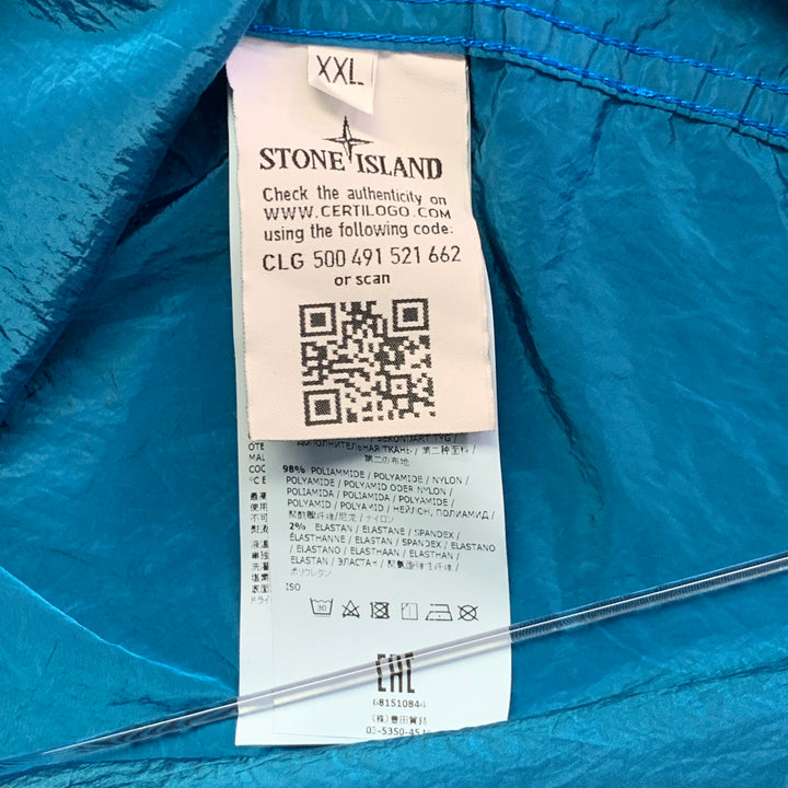 STONE ISLAND Size XXL Aqua Blue Polyamide Windbreaker Jacket