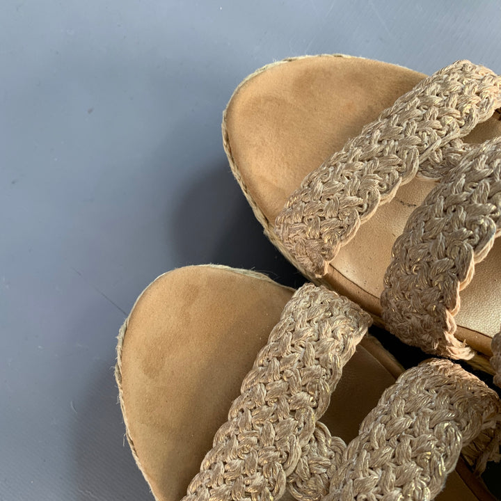 STUART WEITZMAN Size 7 Beige Natural Metallic Espadrille Sandals