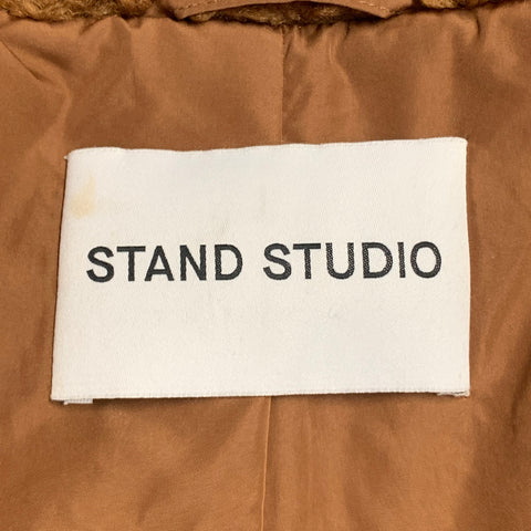 STAND STUDIO Size M Audrey Brown Black Polyester Faux Fur Teddy Jacket