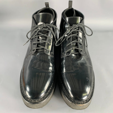 VINCE Size 11 Black Patent Leather Ankle Lace-Up Shoes