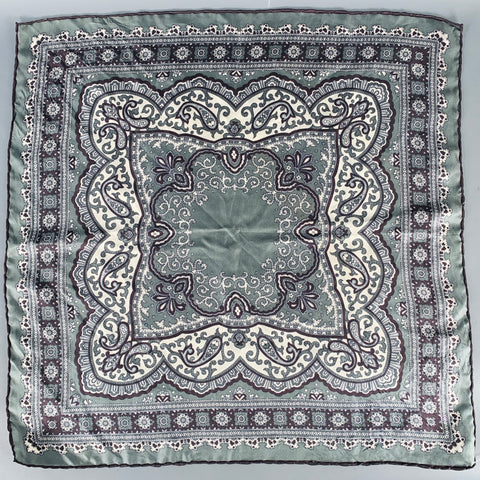 Pochette de costume VINTAGE motif cachemire vert, noir et blanc