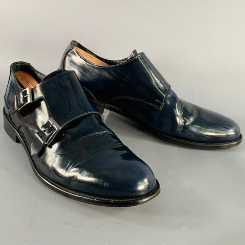 SPADA Size 12 Navy Leather Double Monk Strap Loafers
