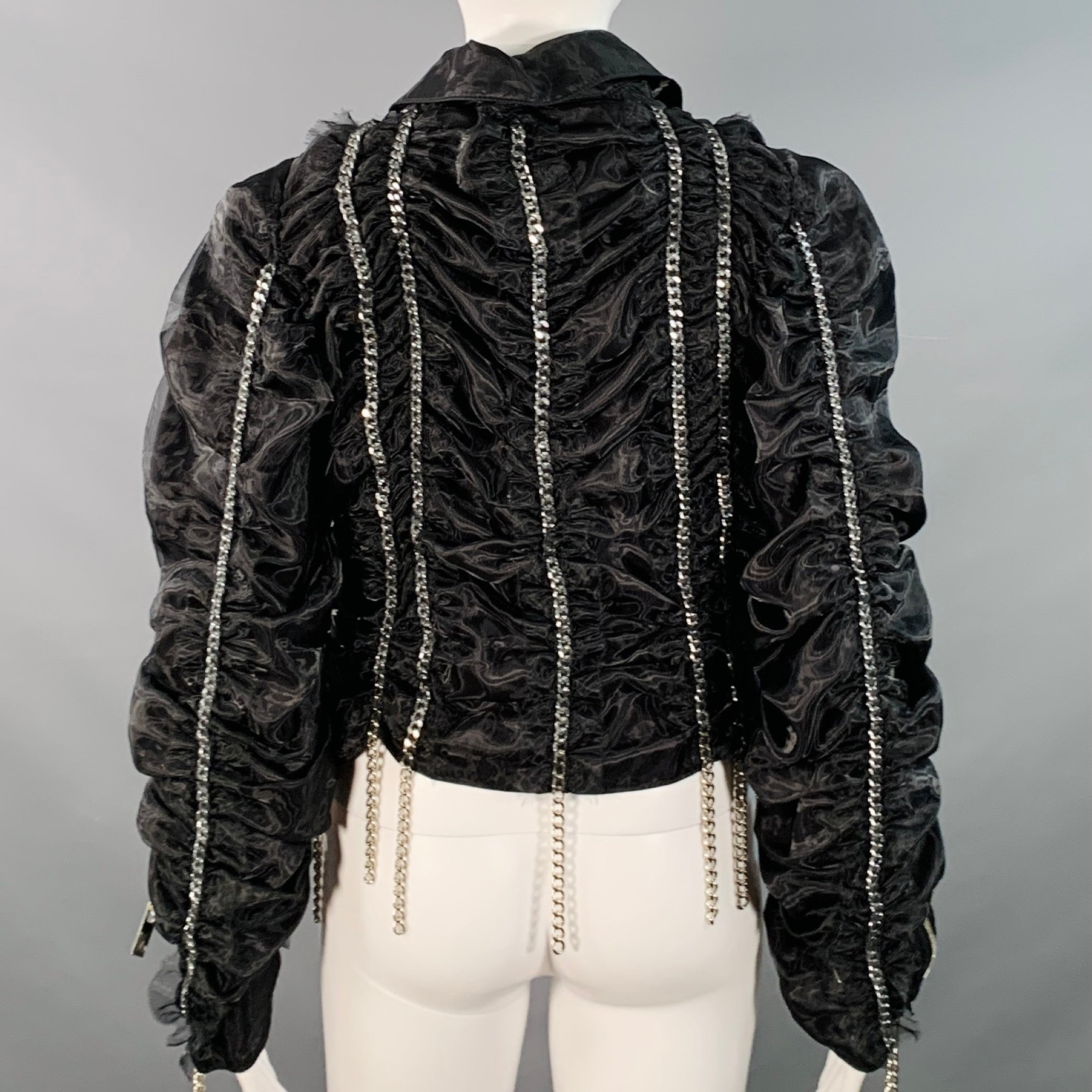noir kei ninomiya ツイードジャケット NOIR KEI NINOMIYA Size S Black Silver Polyamide Chain Zip Up