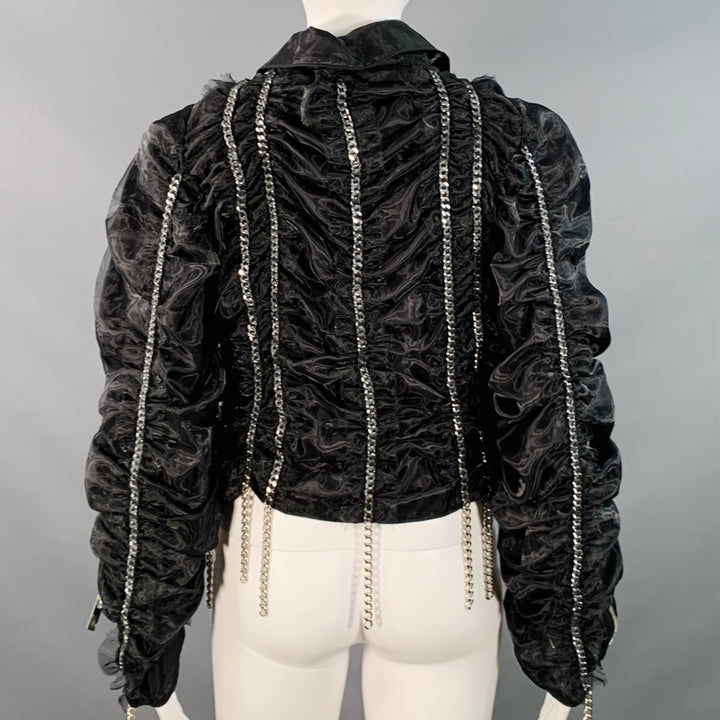 NOIR KEI NINOMIYA Size S Black Silver Polyamide Chain Zip Up Jacket