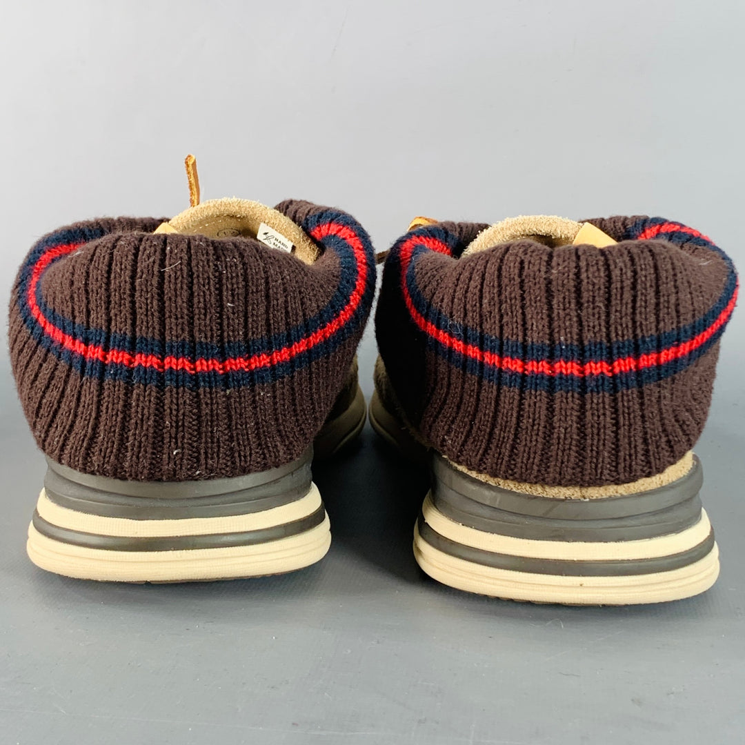 VISVIM SS15 Size 12 Maliseet Folk Tan Suede Rib Knit Foldover Sneakers