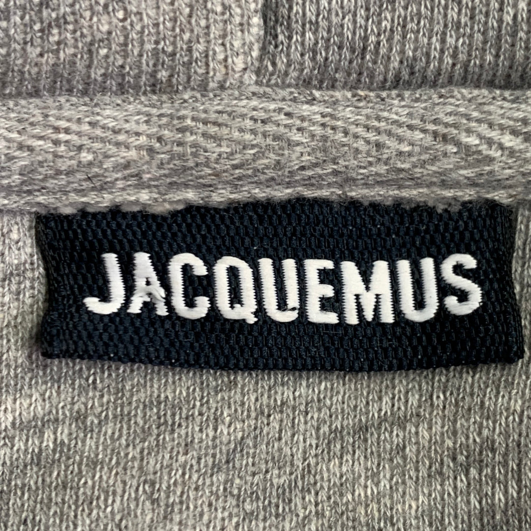 JACQUEMUS Size XL Doubourne Heather Grey Padded Cotton Hooded Sweatshirt