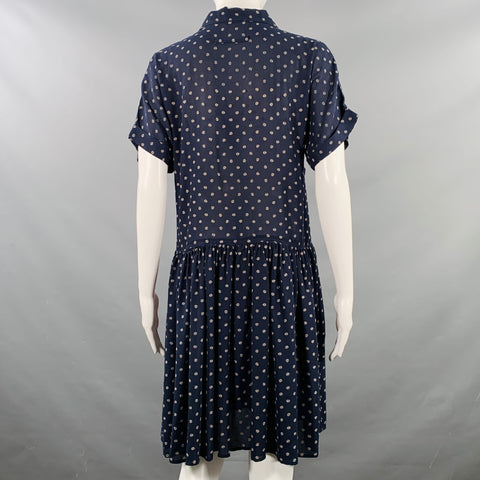 JEAN PAUL GAULTIER Size 6 Navy Grey Polyester Skulls Shirt Dress