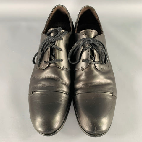 JOHN VARVATOS Size 9.5 Black Leather Derby Lace-Up Shoes