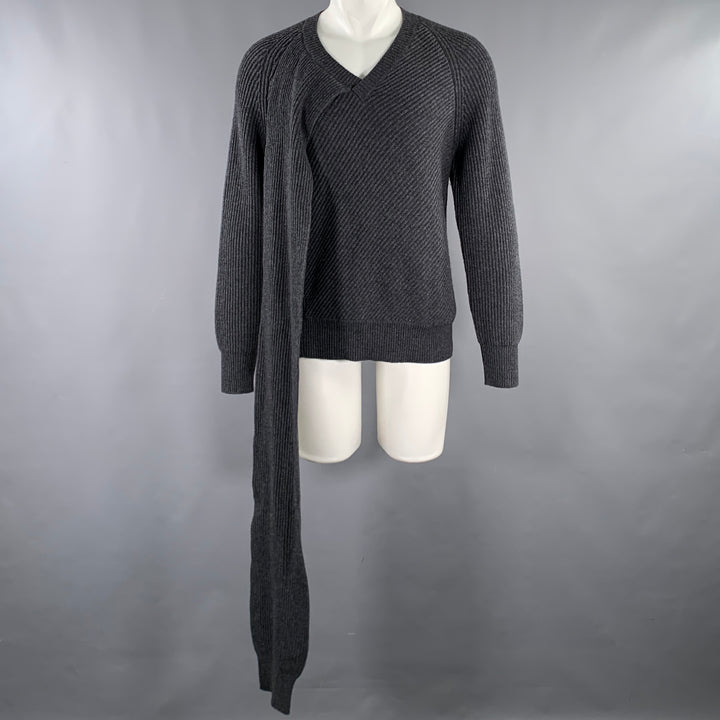 ALEXANDER MCQUEEN Size S Grey Knit Wool V-Neck Sweater