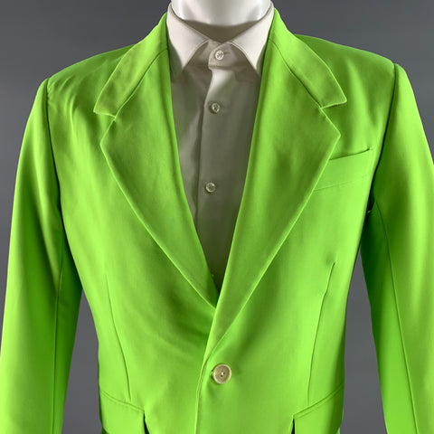 VERSACE Size 38 Green Neon Polyester Blend Notch Lapel Sport Coat