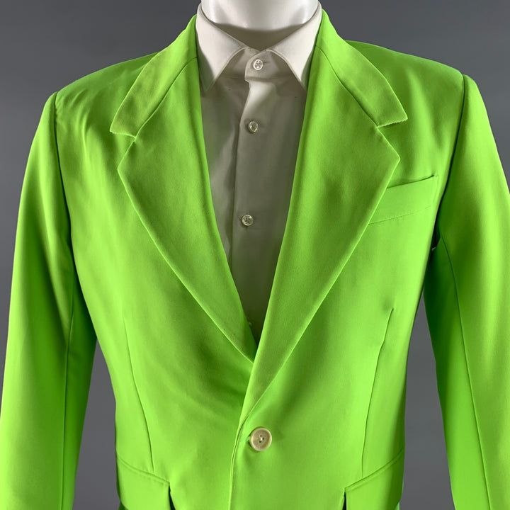 VERSACE Size 38 Green Neon Polyester Blend Notch Lapel Sport Coat