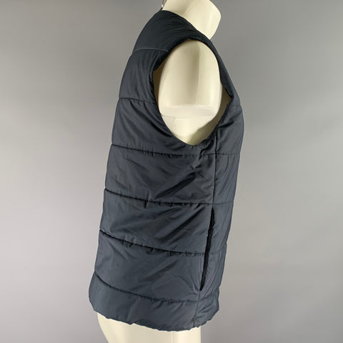 A.P.C. Size S Navy Quilted Polyester Zip Vest