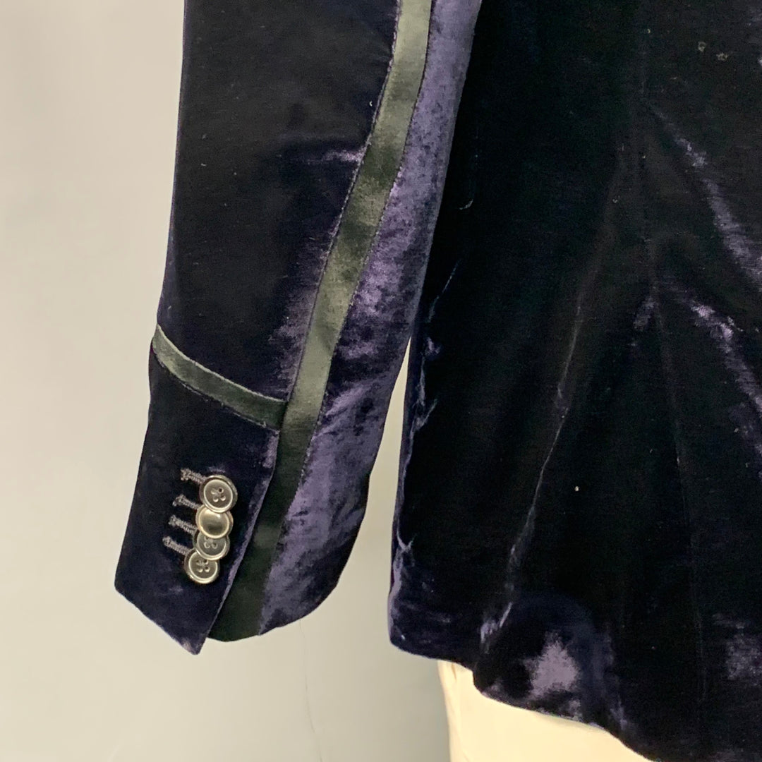 PAUL SMITH Size 42 Navy Black Velvet Viscose Blend Notch Lapel Sport Coat