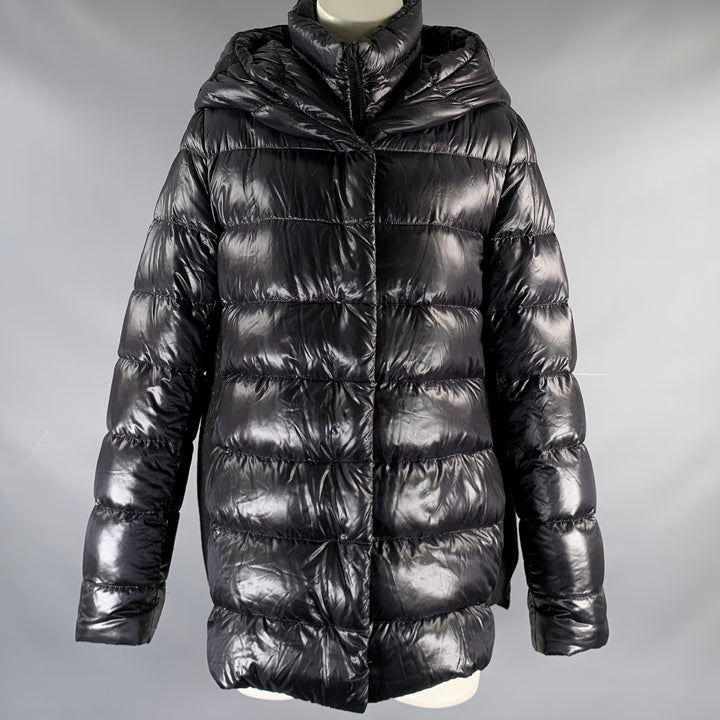 HERNO Size 6 Black Nylon Padded Hooded Jacket