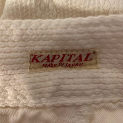 KAPITAL Size XL Cream Diamond Cotton Button Fly Casual Pants