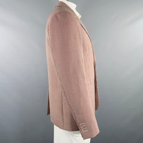 FENDI Size 42 Red White Houndstooth Wool Blend Sport Coat