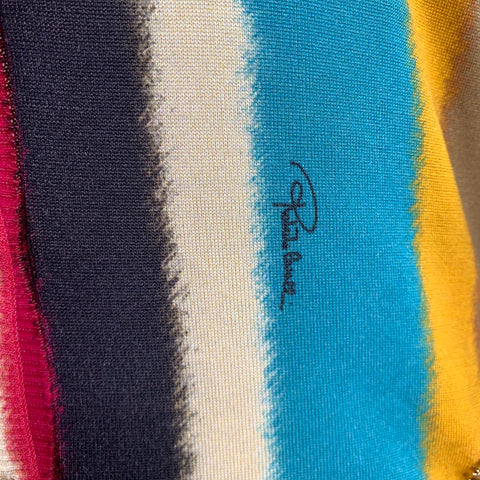 ROBERTO CAVALLI Size S Multi Color Watercolor Cardigan