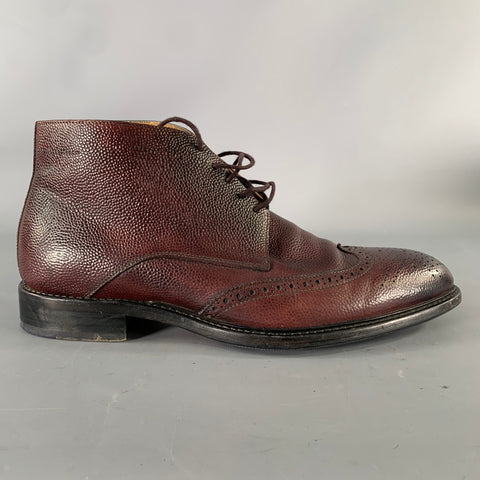 GREVE Size 9 Burgundy Wingtip Leather Ankle Boots
