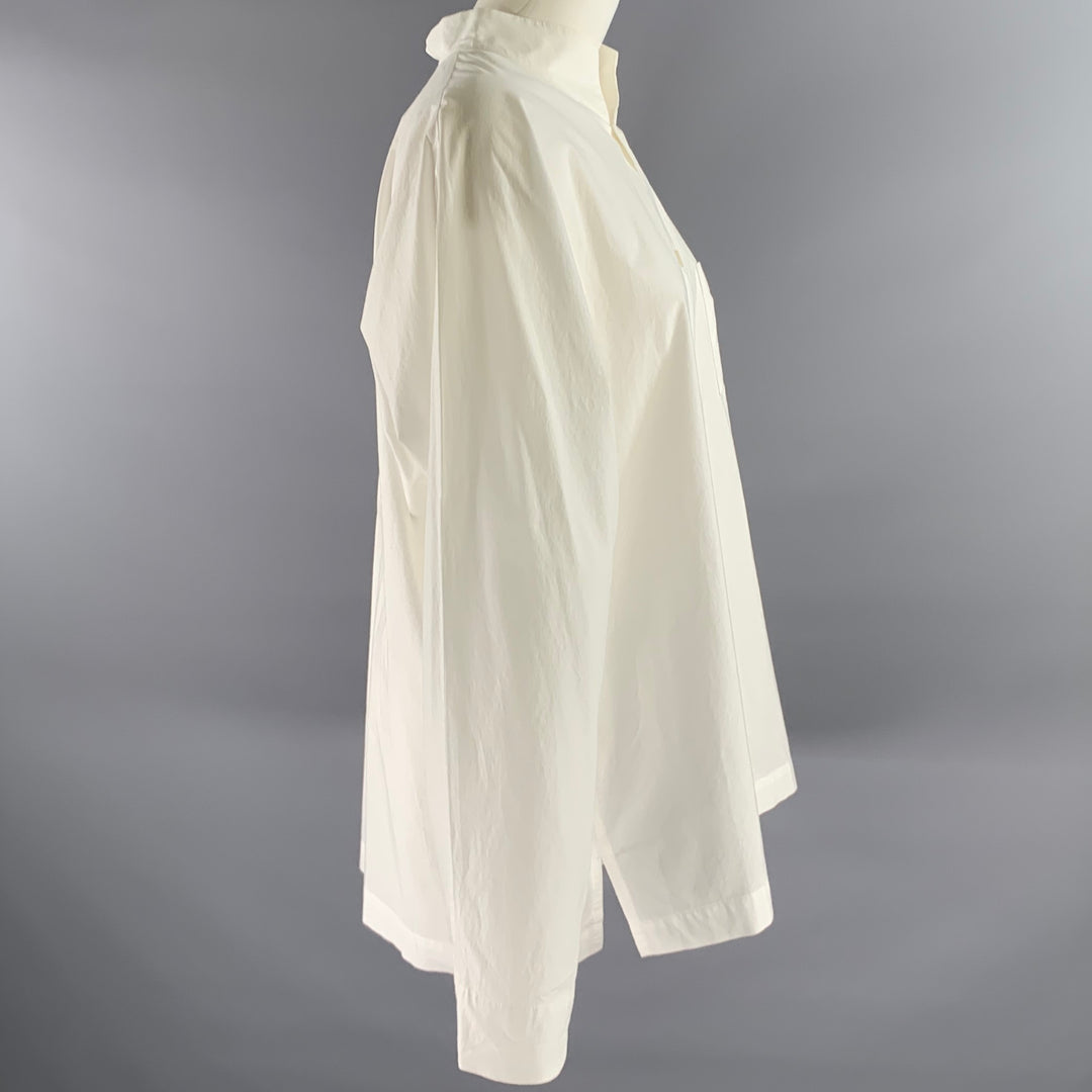 ISSEY MIYAKE Size L White Cotton Nehru Collar Shirt