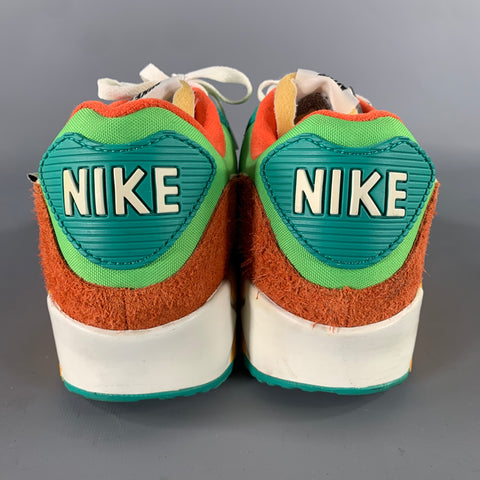 NIKE Size 12 Orange Multi-Color Layered Suede Runner Sneakers
