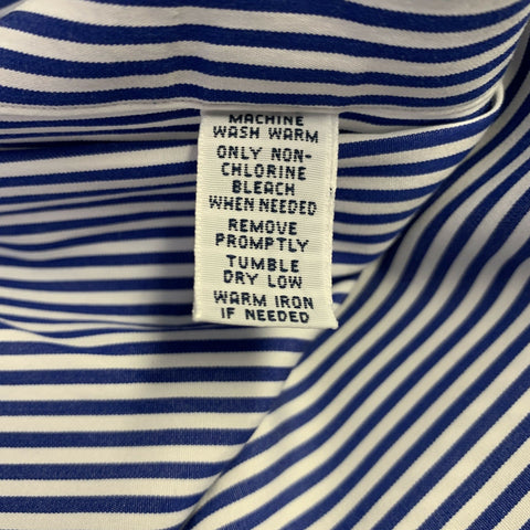 RALPH LAUREN Size XXL Navy White Stripe Cotton Long Sleeve Shirt