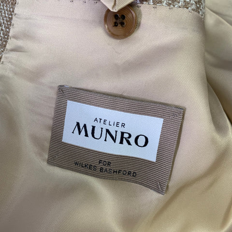 ATELIER MUNRO Size 38 Tan Off White Plaid Check Notch Lapel Sport Coat