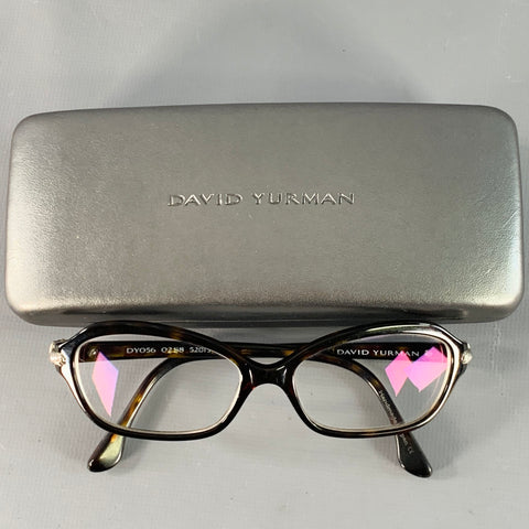 DAVID YURMAN Black Tortoiseshell Metal Embellished Acetate Frames Eyewear